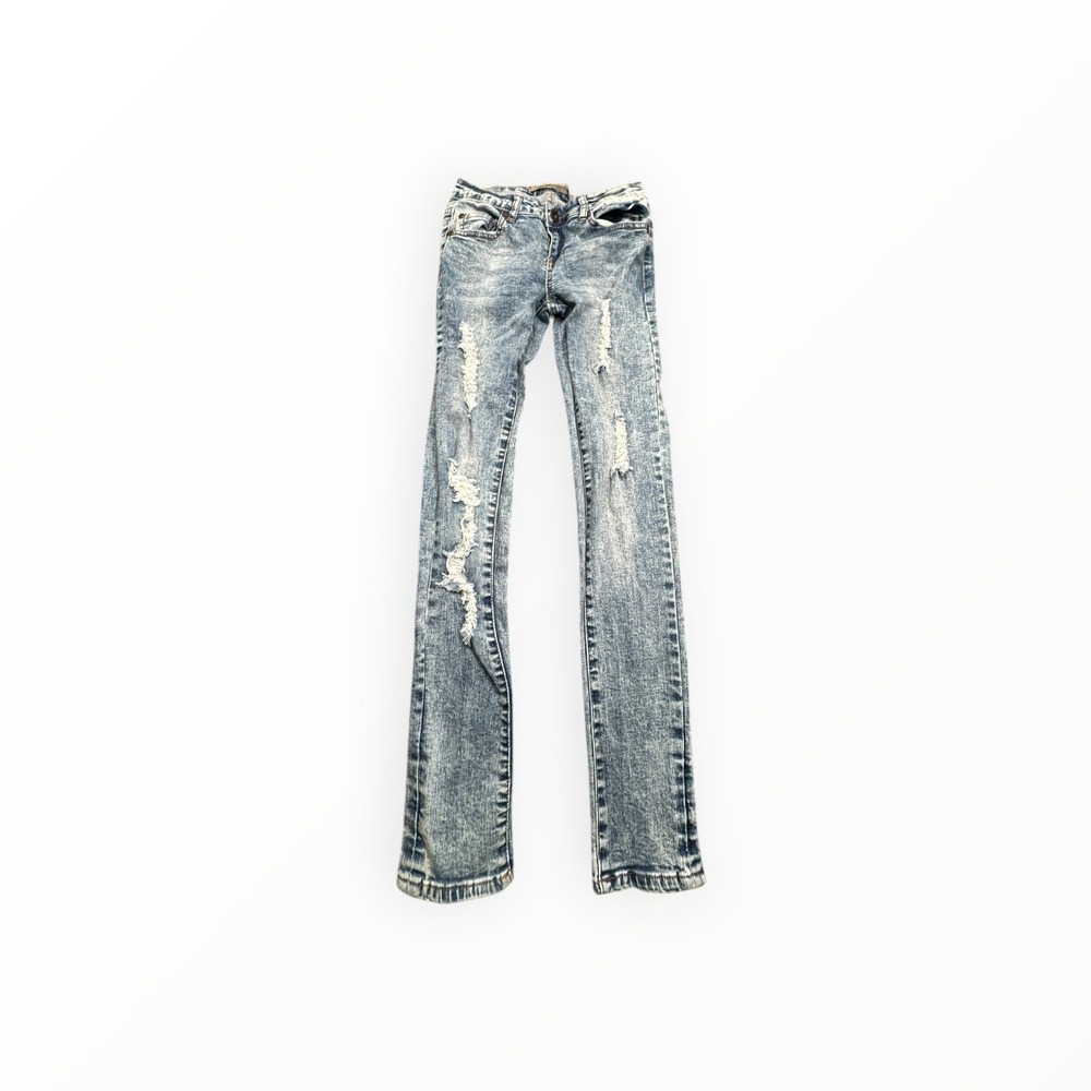Highway Jeans Skinny Women 1 Blue UD1472HJMZ Acid Wash Distressed Ripped Stretch